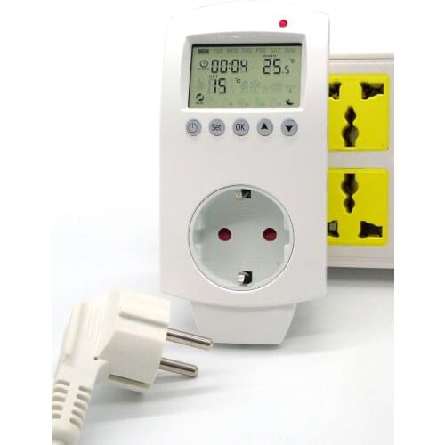 16A 230V switchover Programmable Plug In Thermostat EU with timing boot regularly shutdown