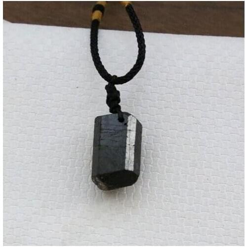 Drop Shipping Beautiful Irregular Shape Stone Pendulum Natural Black Tourmaline Pendant Fashion Jewelry