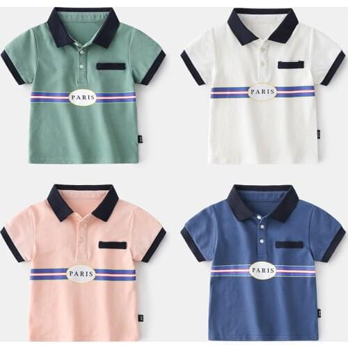Boys Polo Shirt Summer Short Sleeve Boys Cotton Polo Shirts Patchwork Kids Tops Baby Shirt For Kids 2-7year