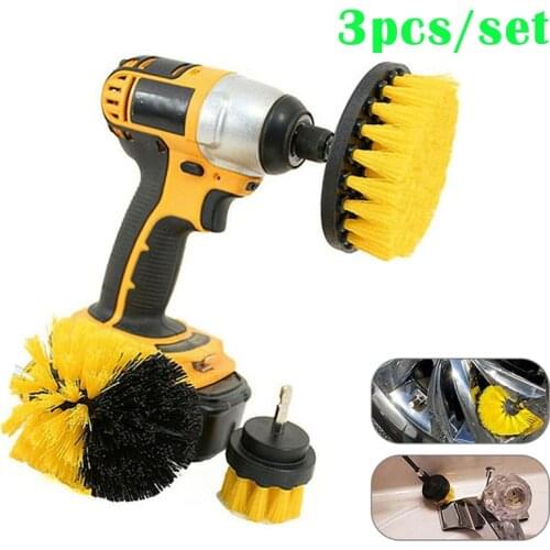 3Pcs Drill Brush Cleaner Scrubbing Brushes for Bathroom Surface Grout Tile Tub Shower Kitchen Auto Care Cleaning Tools