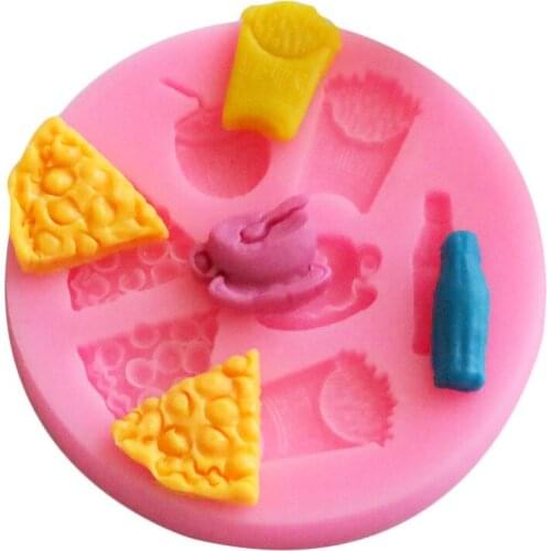 DIY Pizza Cola Coffee French Fries Fondant Cake Decorating Tools Silicone Mold Baking Tools Cakes Cooking Tools