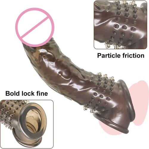 Silicone Reusable Penis Sleeve Flexible Glans Penis Enlarger Extender Delay Ejaculation Cock Ring Sleeve Adult Sex Toys For Men