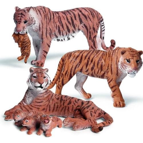 Simulation Wild Zoo Animals African Tiger Models Action Figures Toy Figurines Miniature Collection Education Toys For Kids Gifts