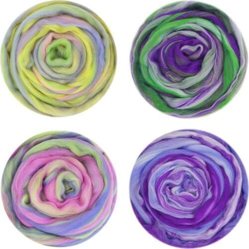 Blended Wool Roving 50g 4 Type Merino Mixed Fiber Hand Dyed Wool Top Art Wet Felting Supplies Needle Felting DIY Wool Roving (D)