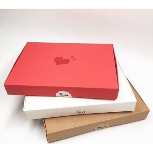 12pcs Kraft Paper Packaging Boxes 20*15*2.5cm Thermoprinting Love-Heart Wedding Gift Boxes,Natural Silk scarf Packing Boxes