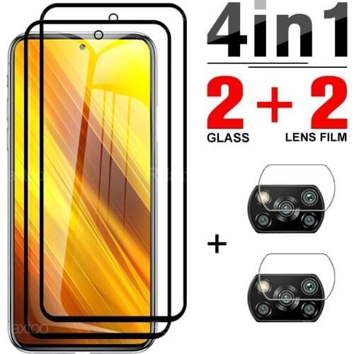 4-in-1 Tempered Glass For Xiaomi Poco M3 Screen Protector For Xiaomi Poco X3 NFC X3 Pro 11 Lite 4G 11 Lite 5G Phone Camera Lens