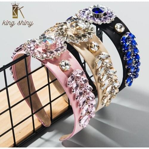 2020 New Arrivals Baroque Luxury Hairband for Woman High Class Super Flash Crystal Flower and Leaves Wedding and Party Headbands