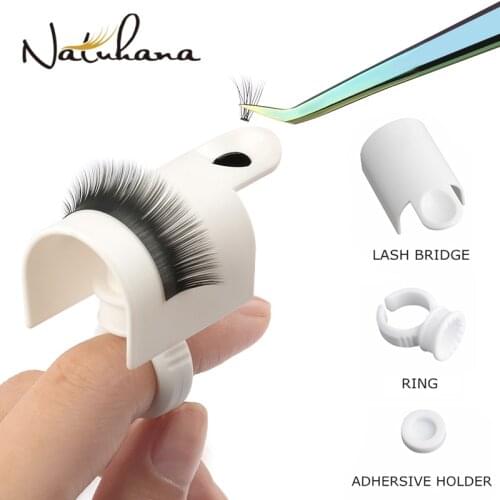 NATUHANA 1set U Band Lash Device Strips Holder Ring with Glue Plate Adhesive Eyelash Pallet Holder for Eyelash Extension