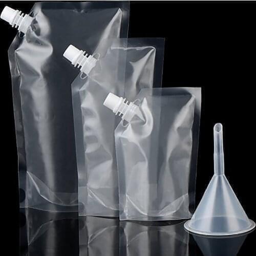 1pc Plastic Spout Pouch Juice Stand-up Wine Milk Coffee Liquid Beverage Flask Food Materials Storage Bags