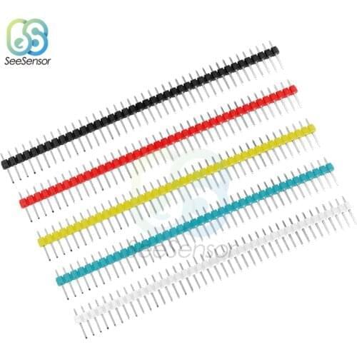 10Pcs 40Pin 1x40P Male Breakable Pin Header Strip 2.54mm Long Black White Blue Red Green Yellow Connector