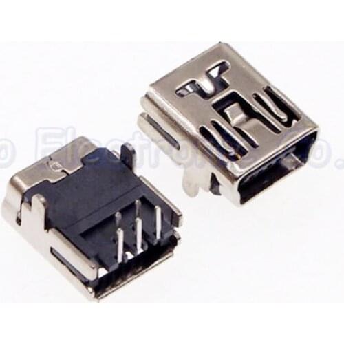 10pcs 5P MINI USB port interface Mini USB socket MINI 5P Connector 90 degrees 2 positioning feet