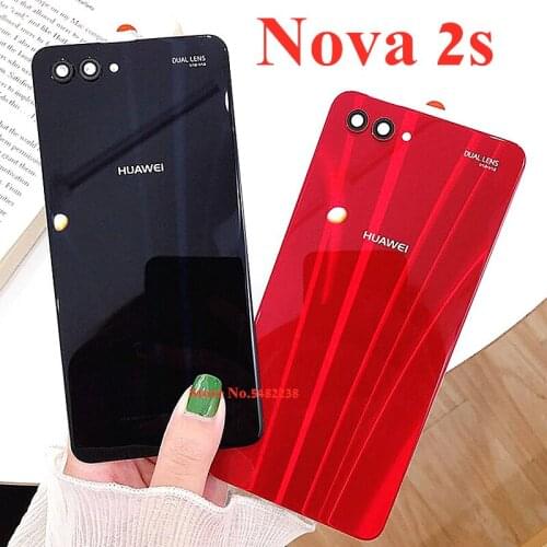 100% Original Glass Battery Cover For Huawei Nova 2s HWI-AL00 Rear Housing door Mobile phone Back Cover Case For Nova2s Case