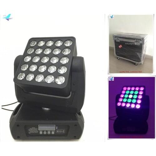 2pcs/lot Flightcase LED Matrix Beam 25x12w Moving Head Wash Stage Bar Lighting RGBW 4IN1 Lumiere DMX Powercon Show Lights