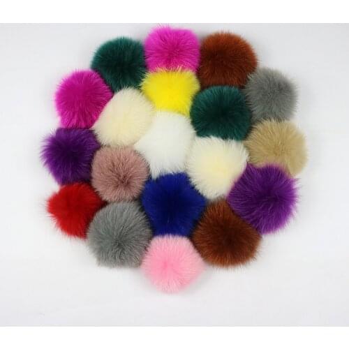 20pcs/lot DIY 6cm Fox Fur pompoms Elegant Fur balls for knitted wool hat cap winter women real fur pom poms