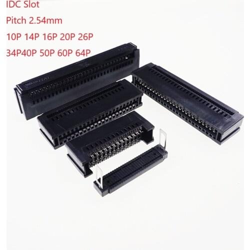 20pcs IDC Type Edge Card Connector Slot 2.54 mm Pitch 10 14 16 20 26 34 40 50 60 64 Pin PCB Gold Finger Socket Mounting