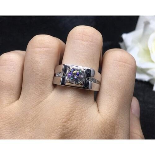 2018 Male Solitaire Jewelry Silver color ring AAAAA Zircon Cz stone Engagement wedding band rings for Men Gift