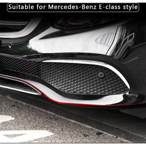 3pcs Chrome ABS Protection Front Bumper Plate Stand up Edition Trim for Mercedes Benz E Class W213 2016-2019 Models Accessories