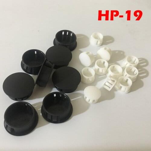 40pcs HP-19 19MM Diameter Black White Nylon Plastic Diameter End Cap Grommet Push Locking Button Cover Panel Drill Hole Plug
