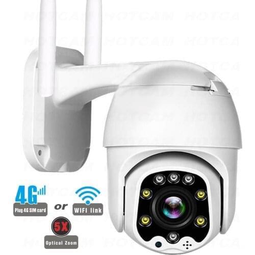 5.0MP Field Outdoor PTZ WiFi Wireless 4G IP Security Camera CCTV 5.0MP Remote 5X Optical ZOOM 360 Pan Tilt SD TF Slot factory