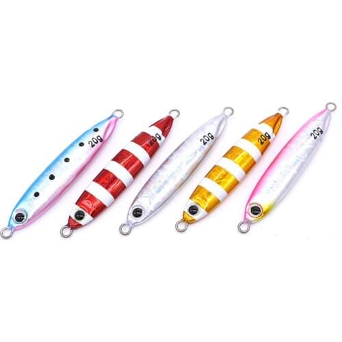 5PCS Luminous Metal Jigging Fishing Lure Trolling Hard Bait Bass Fishing Tackle Trout Jigging Lures Slow Jigs 20/40/60g