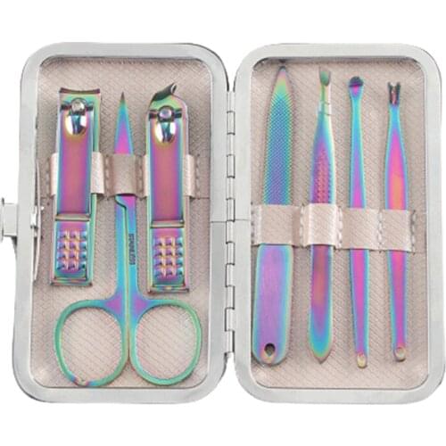 8pcs Stainless Steel Nail Clippers Set Professional Scissors Suit With Box Trimmer Grooming Manicure Cutter Kits For Nail Tools
