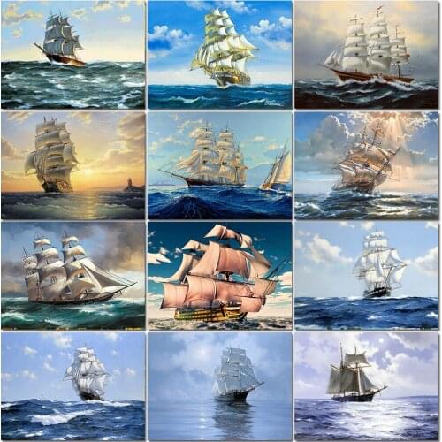 Abstract Art Diamond Painting Ship Embroidery Diy Crystal Diamond Cross Stitch Diamond Mosaic Picture Gift Handmade Jq658