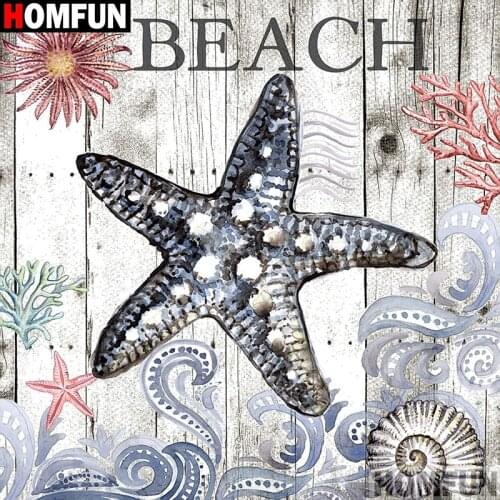 Homfun Full Square/Round Drill 5D DIY Diamond Painting "Starfish scenery" 3D Embroidery Cross Stitch Home Decor Gift A12901