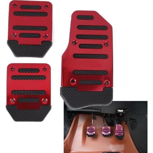 Car Styling Car Pedal Pads 3Pcs Non Slip Car Aluminum Manual Transmission Red Pedal Cover Set Kit Brake Clutch Accelerator