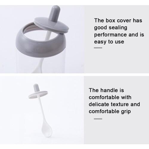 Seasoning Jar With Spoon and Lid Salt Sugar Spice Seasoning Box Household Kitchen Supplies Plastic SCVD889