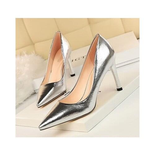 Bling Womens shoes 2020 spring New Sexy High-heeled Shoe Stiletto Shallow Pointed Single Shoes Wild Professional Panquet Sshoes
