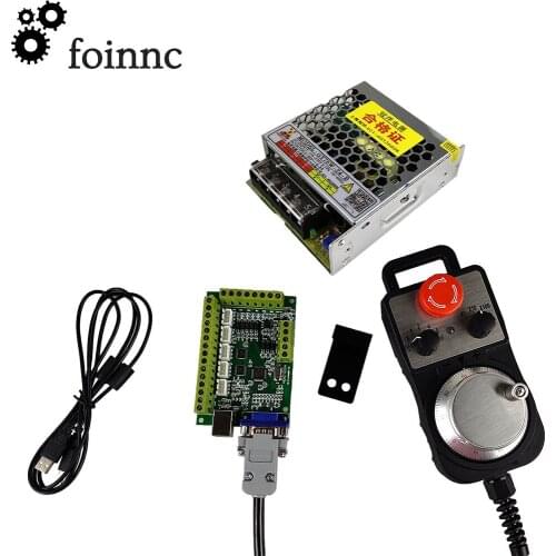 Cnc kit 100k Mach35 axis usb motion control card 6 axis emergency stop electronic handwheel plug and play, 24V75W power supply