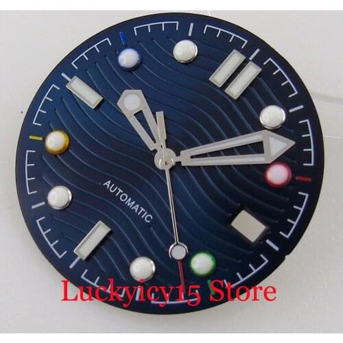 BLIGER Nologo 31mm Blue Watch Dial fit NH35A Luminous Index Silver Hand Set Date Window