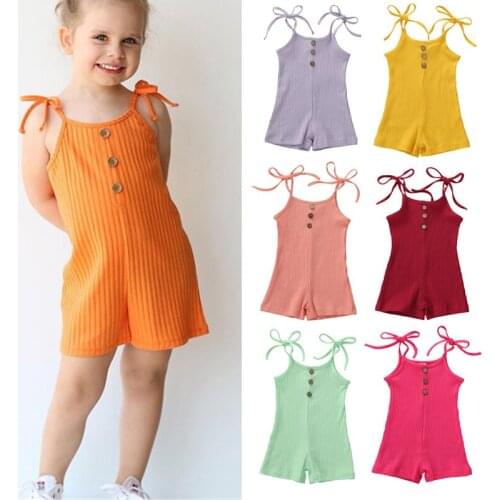 0-18M Summer Baby Girls Romper 7 Colors Newborn Infant Knitted Solid Sleeveless Jumpsuit Outfits Cotton Clothes Overalls