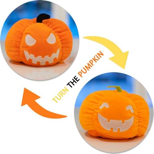 Flip Luminous Ghost Plush Toys Halloween Doll Reversible Double Side Expression Cute Kawaii Soft Pumpkin Holiday Gift Plush Toy