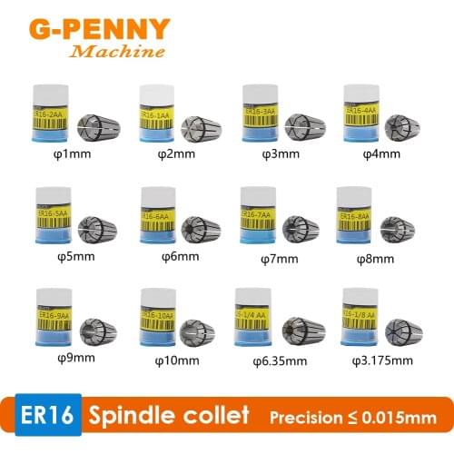 G-PENNY Machine Spindle Collet ER16 Precision 0.015 Collet 1-10mm,1/4,1/8mm Spring Collet for CNC Milling lathe tool and spindle