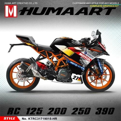 HUMAART Motorcycle Graphic Custom Stickers Vinyl Decals Kit Fit RC 125 200 RC125 RC200 2017 2018 2019 2020, Free Name