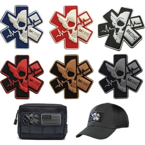 Skull MEDIC Badges Hook Patches Pvc Rubber Army Armbands Tactical Clothes Accessories Jackets,Caps,Bags,Backpacks,Vest,Patch