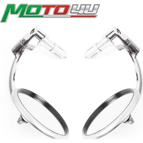 Cafe Racer Stainless Steel Handlebar Bar End Mirror Motorcycle Dual Sport Crusier Chopper Rotating Mirrors