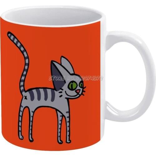Grey Cat Coffee Mugs Friends Mugs Travel Beer Porcelain Tea Kitchen Cup Friends Gift Grey Cat Kitten Cat Lover Grey Cat Tabby Ca