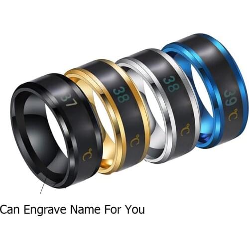 High Quality Engrave Name Temperature Ring Titanium Steel Mood Emotion Feeling Intelligent Temperature Sensitive Rings Drop Ship