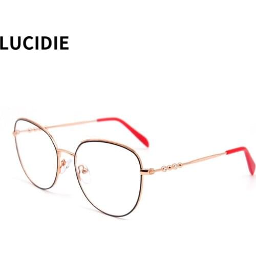 LUCIDIE Fashion Optical Oversized Glasses Frame Female Clear Lens Computer High Quality Eyeglasses Women Cat Eye Metal Eyewear