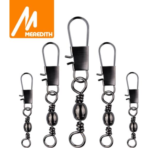 Meredith 50Pcs/Lot Fishing Connector Pin Bearing Rolling Swivel Stainless Steel with Snap Fishhook Lure Tackle Accessorie