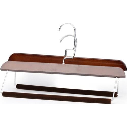 Multifunctional Wooden Closet Wardrobe Velvet Pants Hanger Organizer Storage Hangers 5pcs Save Space Trousers Skirt Clips Rack