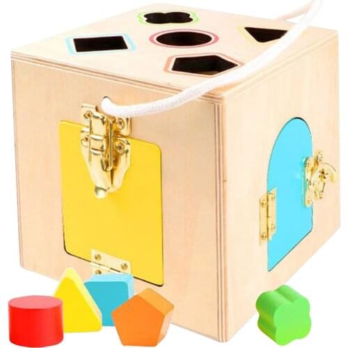 Montessori Toddlers Educational Wooden Lock Latch Box for Preschool Kids Early Development