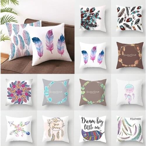Soft Pillowcase 3D Feather Print Pillow Case Pillowclips Home Decor Pillowcase Cushion Cover Dreamcatcher Harajuke Pillow Cover