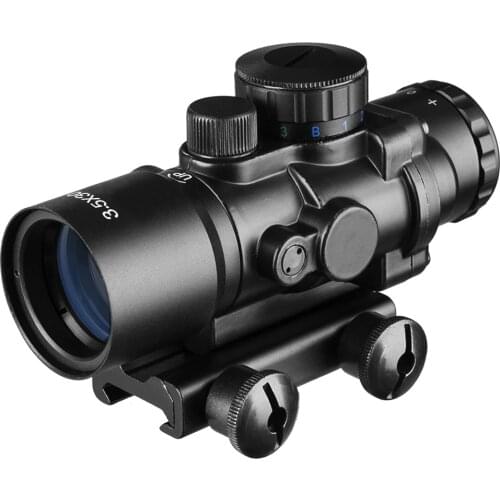 Hunting Riflescope Tactical 3.5X30 RGB Laser Sight Dot Red Tri-Illuminated Combo Compact Scope Fiber Optics Green Sight