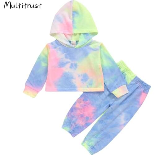 Autumn Newborn Baby Boy Girls Clothes Long Sleeve Tie Dye Print Hoodies+Long Pants Toddler Kids Children Tracksuits Clothing Set