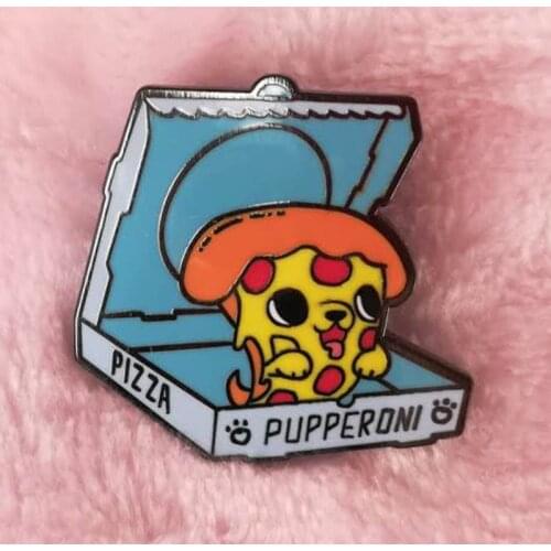 Pizza Pupperoni Enamel Pin Cute Pizza Dog brooch Fast food pin badge