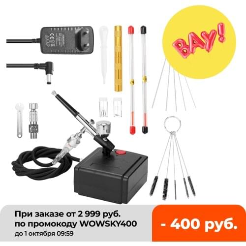 KKmoon100-240V Professional Gravity Feed Dual Action Airbrush Air Compressor Kit for Art Painting Manicure Craft Cake Spray Mode