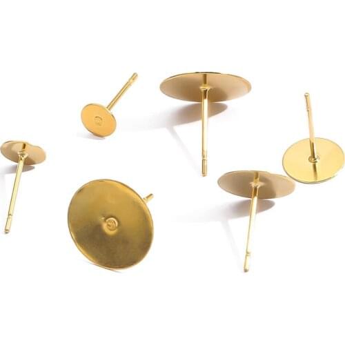 20/100 pcs Stainless Steel Blank Earring Stud Base Fit 3/4/5/6/8/12mm Cabochon Earplug Settings DIY Jewelry Making Accessories